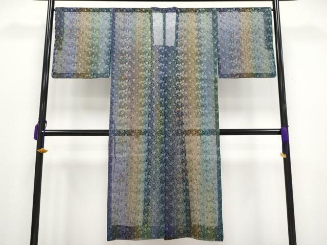 平和屋着物▽極上 オーガンジー スリーシーズン 春夏秋 塵除け 道行コート ロング丈 花間道 逸品 CYAA3071s5