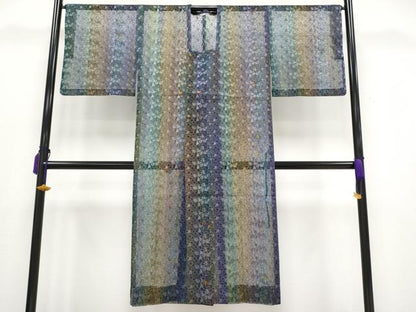 平和屋着物▽極上 オーガンジー スリーシーズン 春夏秋 塵除け 道行コート ロング丈 花間道 逸品 CYAA3071s5