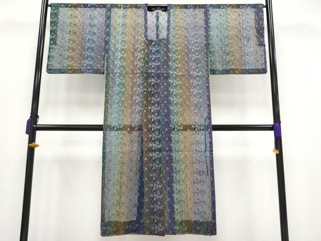 平和屋着物▽極上 オーガンジー スリーシーズン 春夏秋 塵除け 道行コート ロング丈 花間道 逸品 CYAA3071s5