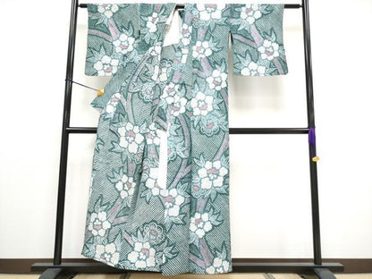 平和屋着物∴極上　夏物　浴衣　有松鳴海絞り　枝花文　綿　逸品　CYAA5099s6