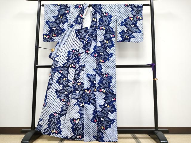 平和屋着物∴極上 夏物 浴衣 有松鳴海絞り 笹 綿 逸品 CYAA3087s5