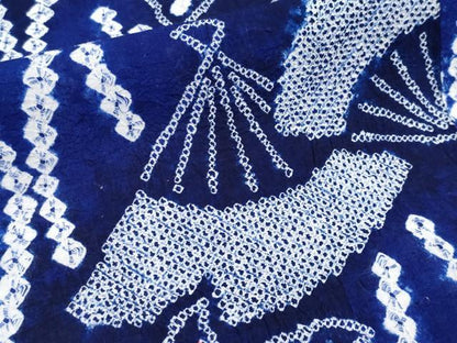 平和屋着物∴極上 夏物 浴衣 有松鳴海絞り 扇面舞蝶文 綿 逸品 CYAA3088s5
