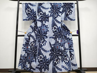 平和屋着物■極上　夏物　浴衣　有松鳴海絞り　草花文　綿　逸品　CYAA3089s5