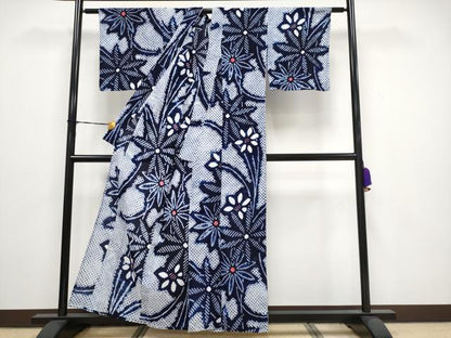 平和屋着物■極上　夏物　浴衣　有松鳴海絞り　草花文　綿　逸品　CYAA3089s5