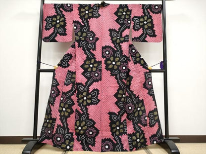 平和屋着物∴極上 夏物 浴衣 有松鳴海絞り 枝花文 綿 逸品 CYAA3091s5