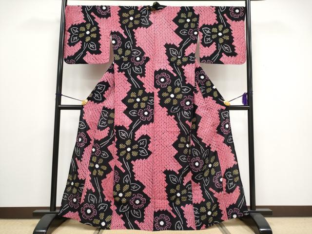 平和屋着物∴極上 夏物 浴衣 有松鳴海絞り 枝花文 綿 逸品 CYAA3091s5