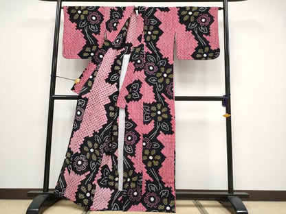 平和屋着物∴極上 夏物 浴衣 有松鳴海絞り 枝花文 綿 逸品 CYAA3091s5