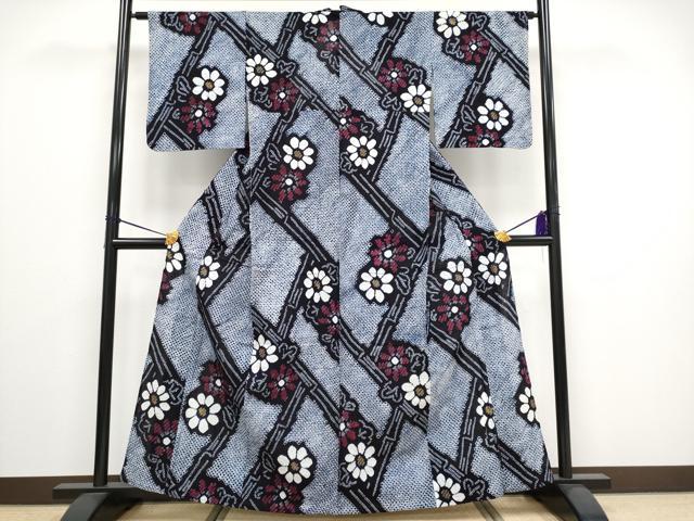 平和屋着物∴極上 夏物 浴衣 有松鳴海絞り 竹垣花文 綿 逸品 未使用 CYAA3093s5