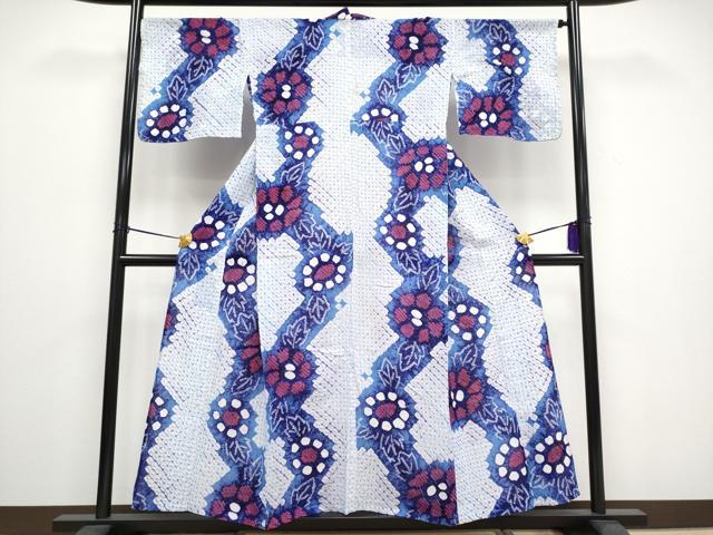 平和屋着物∴極上 夏物 浴衣 有松鳴海絞り 草花文 綿 逸品 CYAA3094s5