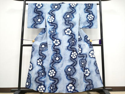 平和屋着物∴極上 夏物 浴衣 有松鳴海絞り よろけ縞花文 綿 逸品 CYAA3095s5