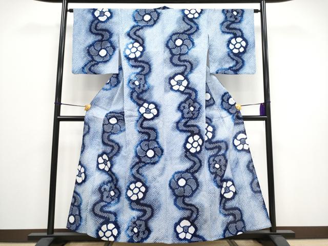 平和屋着物∴極上 夏物 浴衣 有松鳴海絞り よろけ縞花文 綿 逸品 CYAA3095s5