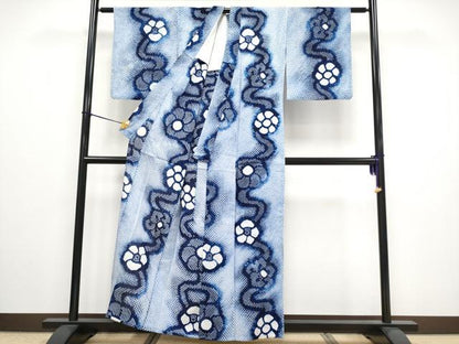 平和屋着物∴極上 夏物 浴衣 有松鳴海絞り よろけ縞花文 綿 逸品 CYAA3095s5