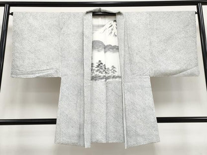 平和屋本店■希少　男性　本疋田絞り　小紋　アンサンブル　高麗納戸色地　逸品　CYAA3096s5
