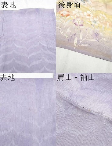平和屋着物■極上　アンティーク　大正ロマン　長羽織　単衣　手描き　舞蝶草花文　暈し染め　逸品　CYAA3100s5