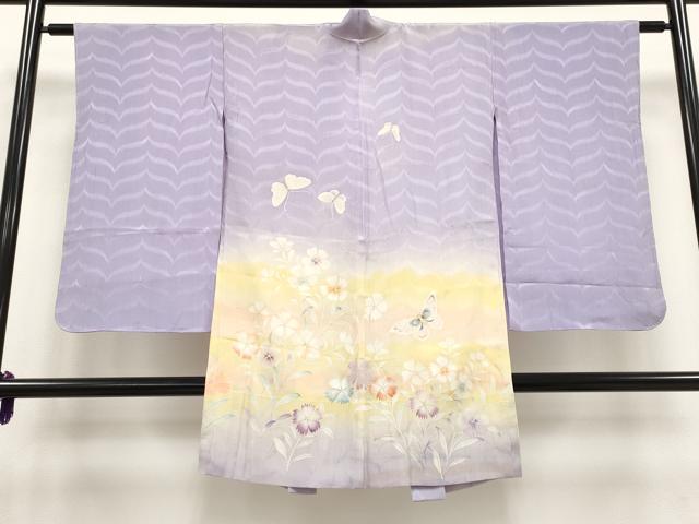 平和屋着物■極上　アンティーク　大正ロマン　長羽織　単衣　手描き　舞蝶草花文　暈し染め　逸品　CYAA3100s5
