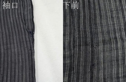 平和屋着物■極上　夏物　男性　石川県指定無形文化財　能登上布　本麻手織上布　縞　黒地　逸品　CYAA3105s5