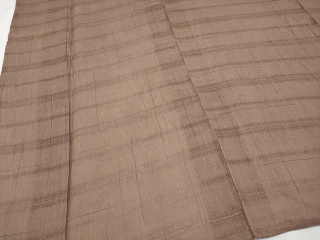 平和屋着物＊極上 夏物 夢工房 上布 横段文 宗伝唐茶色 麻 逸品 CYAA3106s5