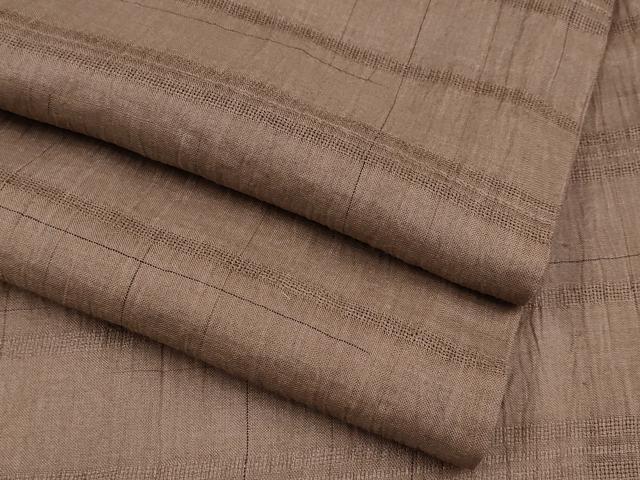 平和屋着物＊極上 夏物 夢工房 上布 横段文 宗伝唐茶色 麻 逸品 CYAA3106s5
