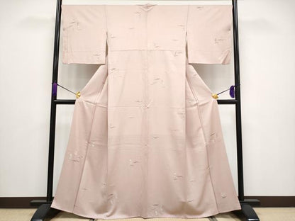 平和屋着物■極上　小紋　総刺繍　兎　水柿色地　逸品　CYAA3109s5