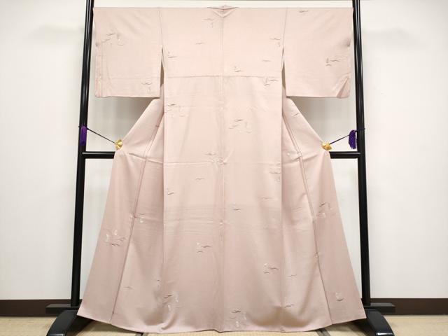 平和屋着物■極上　小紋　総刺繍　兎　水柿色地　逸品　CYAA3109s5