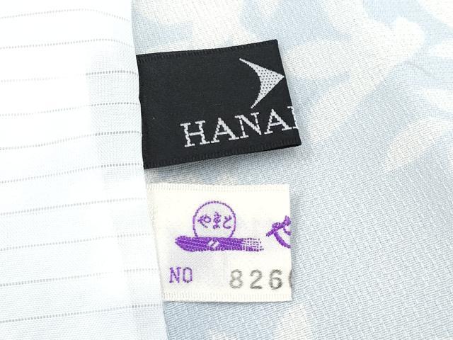 平和屋着物∴極上 夏物 森英恵・HANAE MORI 小紋・浴衣兼用 枝花文 月白色地 やまと誂製 洗える着物 逸品 未使用 CYAA3112s5