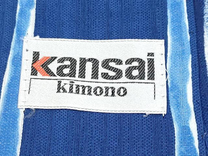 平和屋着物■極上　夏物　世界的ファッションデザイナー　山本寛斎　kansaiブランド　小紋　単衣　金魚　紺青色　洗える着物　CYAA3116s5