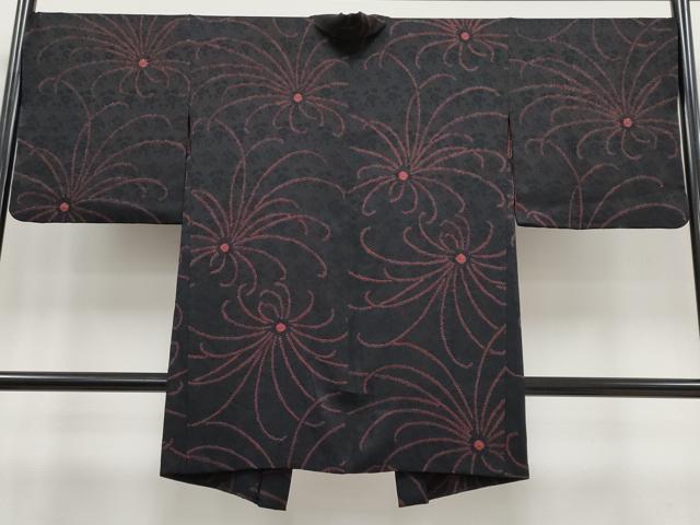 平和屋着物＃極上　長羽織　総絞り　乱菊　黒地　逸品　CYAA3122s5
