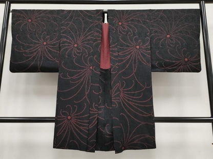 平和屋着物＃極上　長羽織　総絞り　乱菊　黒地　逸品　CYAA3122s5