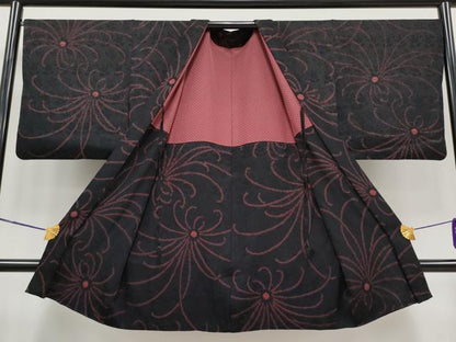 平和屋着物＃極上　長羽織　総絞り　乱菊　黒地　逸品　CYAA3122s5