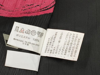 平和屋着物∴極上 夏物 ファッションデザイナー コシノジュンコ 小紋・浴衣兼用 丸文 黒地 洗える着物 CYAA3128s5