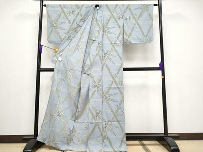 平和屋着物∴極上 夏物 撫松庵 セオアルファ 小紋・浴衣兼用 笹竹文 淡藤色地 洗える着物 逸品 未使用 CYAA3130s5