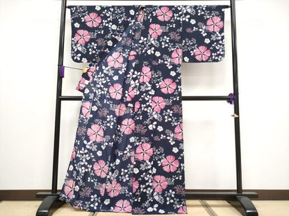 平和屋着物∴極上 夏物 撫松庵 セオアルファ 小紋・浴衣兼用 舞花文 洗える着物 逸品 未使用 CYAA3131s5