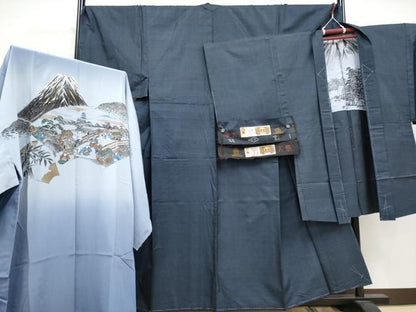 平和屋着物■極上　男性 本場大島紬 アンサンブル・長襦袢セット キングサイズ 100亀甲 総詰め 窪コマ作 証紙付き 逸品 未使用 CYAA3145s5