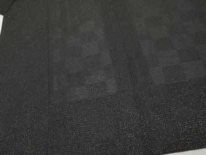 平和屋着物▽極上 スリーシーズン 春夏秋 塵除け 道中着 ロング丈 市松紋紗 黒地 金通し地 逸品 CYAA3150s5
