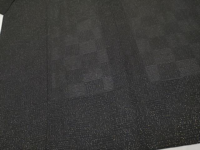 平和屋着物▽極上 スリーシーズン 春夏秋 塵除け 道中着 ロング丈 市松紋紗 黒地 金通し地 逸品 CYAA3150s5