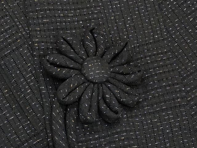 平和屋着物▽極上 スリーシーズン 春夏秋 塵除け 道中着 ロング丈 市松紋紗 黒地 金通し地 逸品 CYAA3150s5
