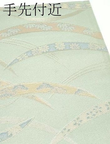 平和屋着物●極上 西陣 川島織物 洗える最高級着物 ＜英＞はなぶさ謹製 六通柄京袋帯 金糸 柳鼠色地 たとう紙付き 逸品 CYAA3162s5