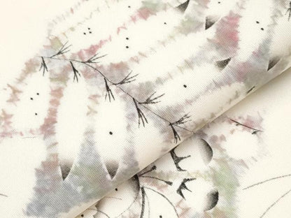 平和屋着物■極上　染色作家　小倉淳史　塩瀬　九寸名古屋帯　辻が花　手描き　絞り　三越扱い　白地　逸品　CYAA3167s5