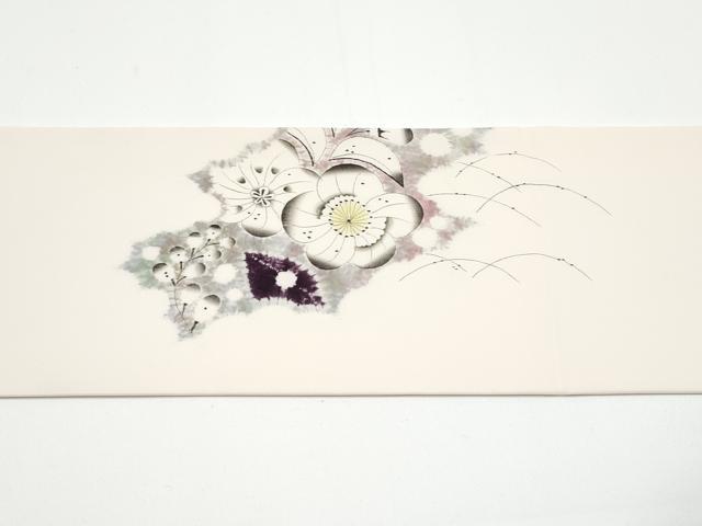 平和屋着物■極上　染色作家　小倉淳史　塩瀬　九寸名古屋帯　辻が花　手描き　絞り　三越扱い　白地　逸品　CYAA3167s5