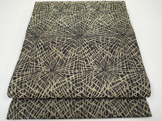 平和屋着物●極上 龍村美術織物 九寸名古屋帯 敷松葉 黒地 金糸 逸品 CYAA3170s5