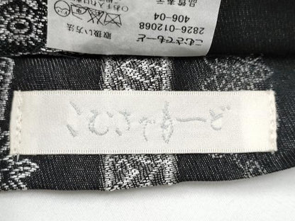 平和屋着物●極上　こむさでもーど・COMME CA DU MODE　両面　半幅帯　花鳥間道　黒地　CYAA3176s5