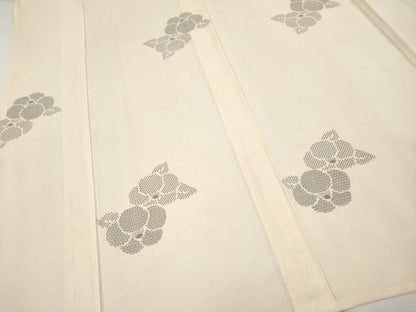 平和屋着物＊極上 夏物 結城紬 夏結城 100亀甲 椿 肌色地 逸品 未使用 CYAA3182s5