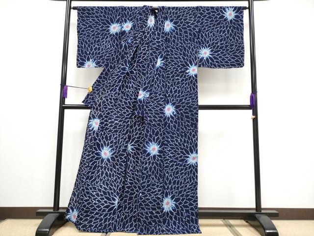 平和屋着物∴極上 夏物 浴衣 有松鳴海絞り 菊尽くし 綿 逸品 未使用 CYAA3186s5