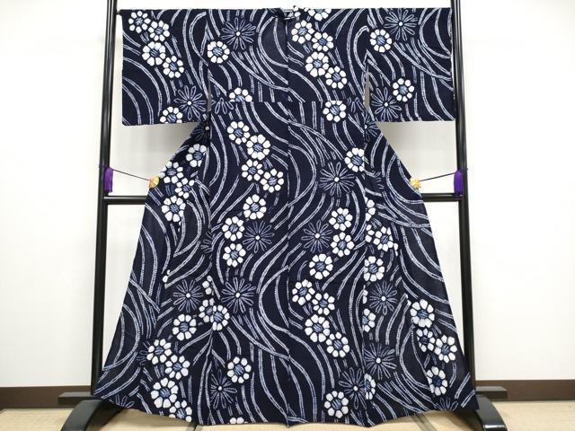 平和屋着物∴極上 夏物 浴衣 有松鳴海絞り 流水舞花文 綿 逸品 未使用 CYAA3187s5