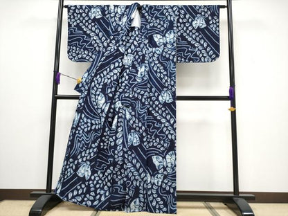 平和屋着物■極上　夏物　浴衣　有松鳴海絞り　本藍　舞蝶文　綿　逸品　CYAA3188s5