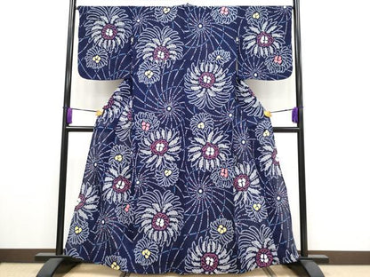 平和屋着物∴極上 夏物 浴衣 有松鳴海絞り 乱菊 綿 逸品 CYAA3191s5