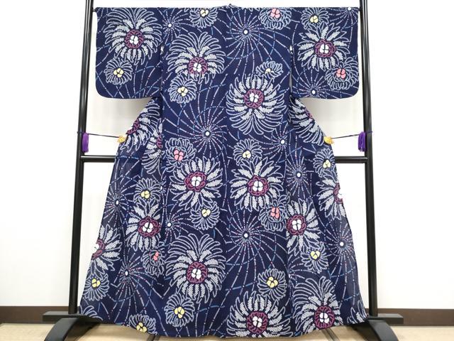 平和屋着物∴極上 夏物 浴衣 有松鳴海絞り 乱菊 綿 逸品 CYAA3191s5