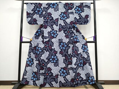 平和屋着物∴極上 夏物 浴衣 有松鳴海絞り 枝花文 綿 逸品 CYAA3193s5