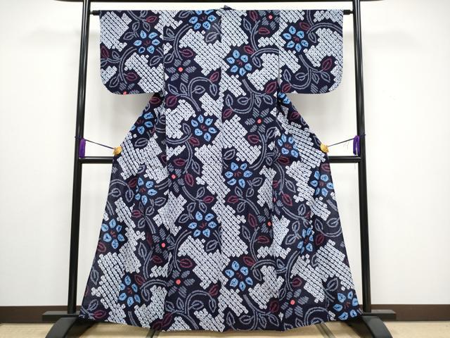 平和屋着物∴極上 夏物 浴衣 有松鳴海絞り 枝花文 綿 逸品 CYAA3193s5