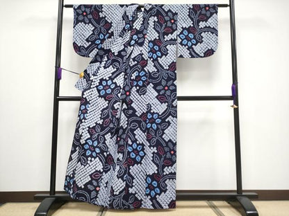 平和屋着物∴極上 夏物 浴衣 有松鳴海絞り 枝花文 綿 逸品 CYAA3193s5